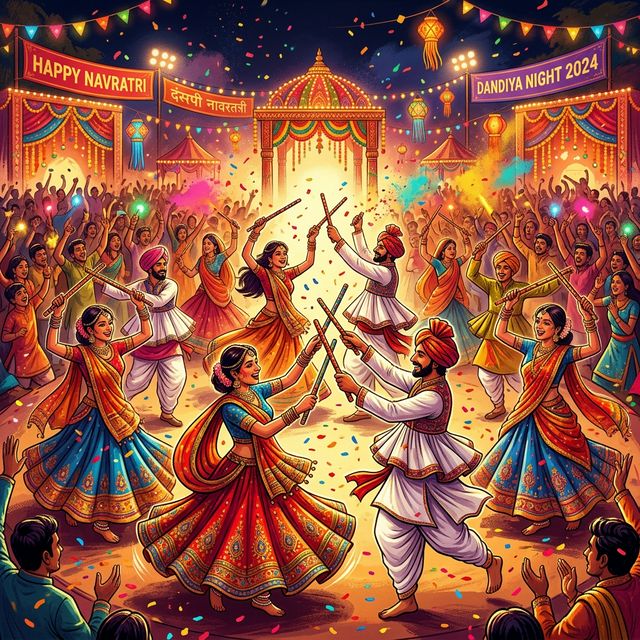 Energetic Dandiya dance at Garba Night Surat